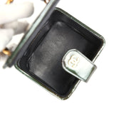 Vintage Chanel Mini Square Vanity Green Patent Antique Gold Hardware