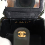 Vintage Chanel Mini Square Vanity Green Patent Antique Gold Hardware