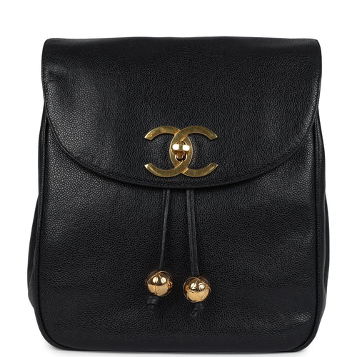 Vintage Chanel Medium CC Backpack Black Caviar Gold Hardware