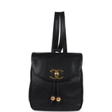 Vintage Chanel Medium CC Backpack Black Caviar Gold Hardware
