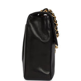 Vintage Chanel Jumbo Classic Mademoiselle Vertical Flap Black Lambskin Gold Hardware