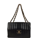 Vintage Chanel Jumbo Classic Mademoiselle Vertical Flap Black Lambskin Gold Hardware