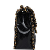 Vintage Chanel Maxi Classic Chain Around Single Flap Bag Black Patent Gold Hardware