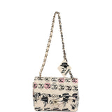 Vintage Chanel Mini Logo Square Flap Bag Light Pink Multi Printed Nylon Light Gold Hardware