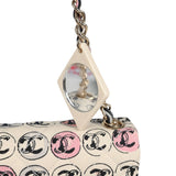 Vintage Chanel Mini Logo Square Flap Bag Light Pink Multi Printed Nylon Light Gold Hardware