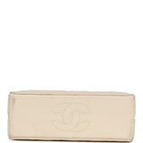 Vintage Chanel Box Clutch Bag Beige Lambskin Gold Hardware