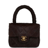 Vintage Chanel Micro Kelly Child Dark Brown Pony Hair Gold Hardware