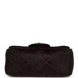 Vintage Chanel Micro Kelly Child Dark Brown Pony Hair Gold Hardware