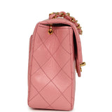 Vintage Chanel Mini Square Flap Dark Pink Lambskin Gold Hardware