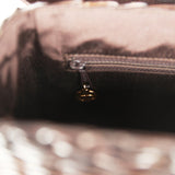 Vintage Chanel Wicker Picnic Basket Handbag Dark Brown Lambskin and Wicker Gold Hardware