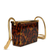 Vintage Chanel Minaudiere Clutch with Chain Tortoiseshell Acrylic Gold Hardware