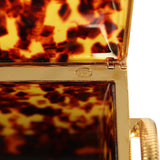 Vintage Chanel Minaudiere Clutch with Chain Tortoiseshell Acrylic Gold Hardware