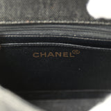 Vintage Chanel Mini Square Flap Bag Black Denim Gold Hardware
