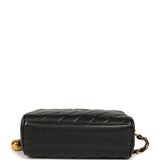 Vintage Chanel Mini Diagonal Quilted Camera Bag Black Caviar Gold Hardware
