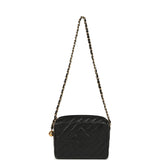 Vintage Chanel Mini Diagonal Quilted Camera Bag Black Caviar Gold Hardware