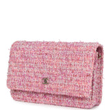 Chanel Classic Wallet On Chain WOC Pink Multicolored Tweed Gold Hardware
