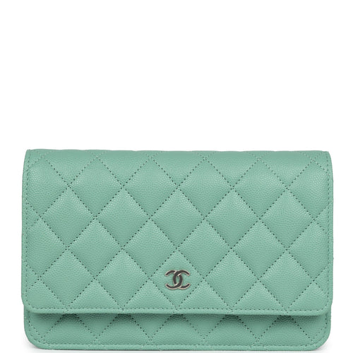 Chanel Wallet On Chain WOC Light Green Caviar Light Gold Hardware