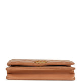 Chanel 19 Wallet On Chain WOC Brown Shiny Lambskin Mixed Metal Hardware