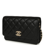 Chanel Wallet On Chain WOC Black Lambskin Light Gold Hardware