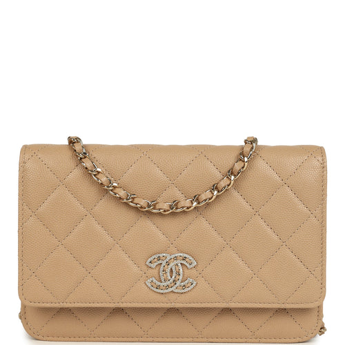 Chanel Wallet On Chain WOC Beige Shiny Caviar Light Gold Hardware