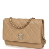 Chanel Wallet On Chain WOC Beige Shiny Caviar Light Gold Hardware