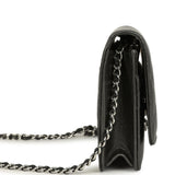 Chanel Wallet On Chain WOC Metallic Grey Lambskin Silver Hardware