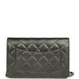 Chanel Wallet On Chain WOC Metallic Grey Lambskin Silver Hardware