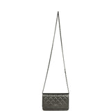 Chanel Wallet On Chain WOC Metallic Grey Lambskin Silver Hardware