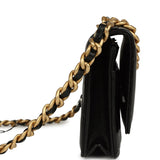 Chanel 19 Wallet On Chain WOC Black Shiny Lambskin Mixed Metal Hardware