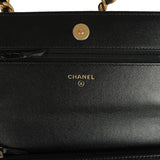 Chanel 19 Wallet On Chain WOC Black Shiny Lambskin Mixed Metal Hardware