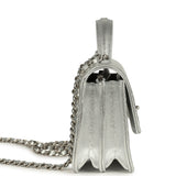 Chanel Top Handle Wallet On Chain WOC Metallic Silver Shiny Caviar Silver Hardware