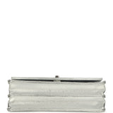 Chanel Top Handle Wallet On Chain WOC Metallic Silver Shiny Caviar Silver Hardware