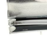 Chanel Top Handle Wallet On Chain WOC Metallic Silver Shiny Caviar Silver Hardware