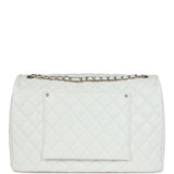 Chanel XXL Classic Single Flap Bag White Shiny Caviar Light Gold Hardware