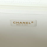 Chanel XXL Classic Single Flap Bag White Shiny Caviar Light Gold Hardware