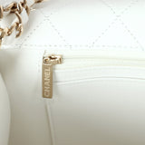 Chanel XXL Classic Single Flap Bag White Shiny Caviar Light Gold Hardware