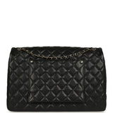 Chanel XXL Classic Single Flap Bag Black Shiny Caviar Light Gold Hardware