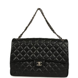 Chanel XXL Classic Single Flap Bag Black Shiny Caviar Light Gold Hardware