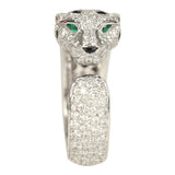 Cartier Panthere De Cartier Medium Half-Pave Ring Onyx & Diamonds 18K White Gold Hardware