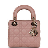 Christian Dior Mini Lady Bag Blush Cannage Lambskin Light Gold Hardware