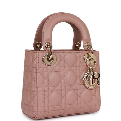 Christian Dior Mini Lady Bag Blush Cannage Lambskin Light Gold Hardware