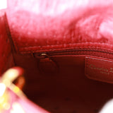 Pre-owned Christian Dior Mini Lady Bag Burgundy Ostrich Gold Hardware