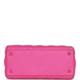 Pre-owned Christian Dior Medium Lady Dior Tote Fuchsia Lambskin Silver Hardware