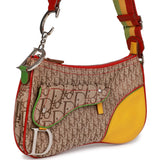 Pre-owned Christian Dior Saddle Bag Rasta Trotter Canvas Silver Hardware