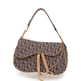 Pre-owned Christian Dior Double Saddle Bag Brown Diorissimo Canvas Gold Hardware