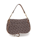 Pre-owned Christian Dior Double Saddle Bag Brown Diorissimo Canvas Gold Hardware