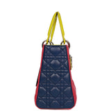 Pre-owned Christian Dior Medium Lady Dior Tricolor Cannage Lambskin Silver Hardware