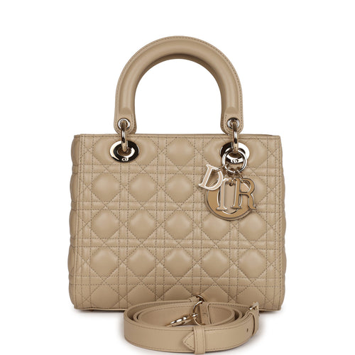 Christian Dior Lady Dior Medium Bag Corda Beige Cannage Lambskin Gold Hardware