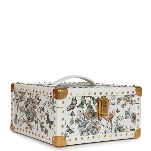 Christian Dior Micro Lady Dior with Small Trunk Multicolor Embroidered Calfskin Light Gold Hardware