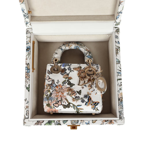 Christian Dior Micro Lady Dior with Small Trunk Multicolor Embroidered Calfskin Light Gold Hardware